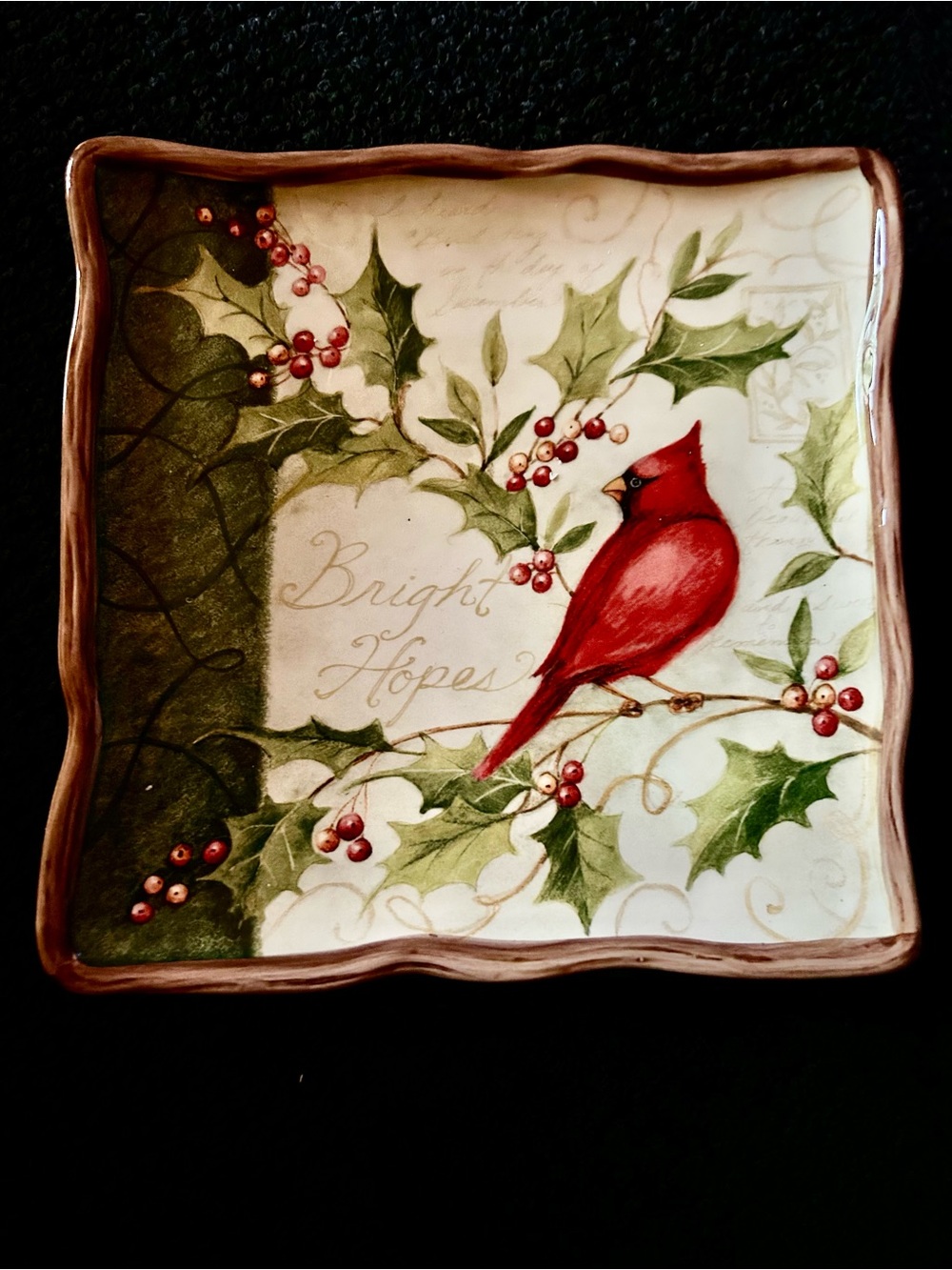 Holiday Cardinal with Holly " Bright Hopes "
Decorative Serving Plate